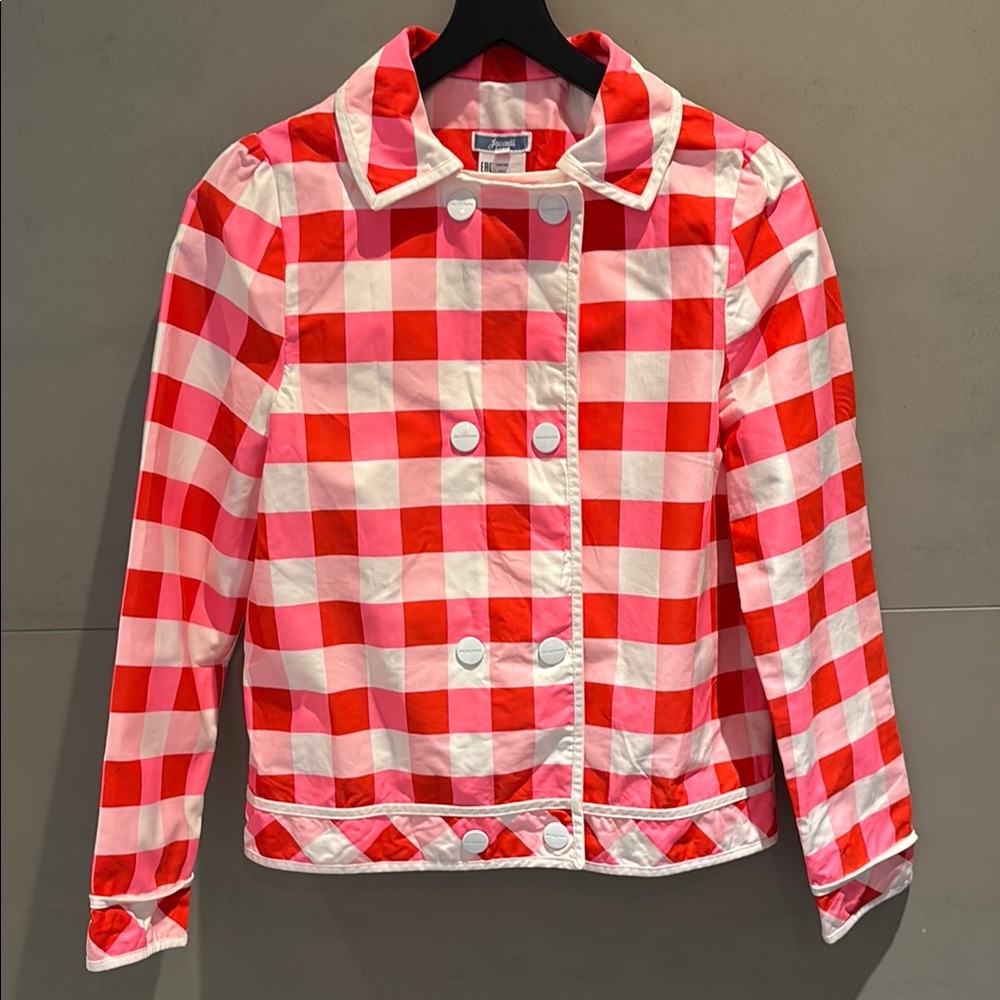 Jacadi Red and White Checkered Jacket and skirt jacket sz12 shirt sz10